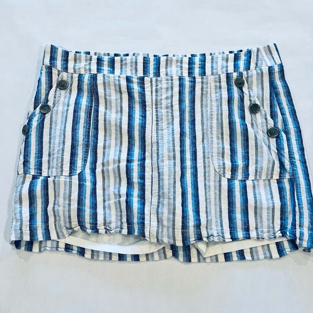 Cato Plus Size Large vertical Stripe Elastic Waist Skort Linen Blend - Picture 1 of 4